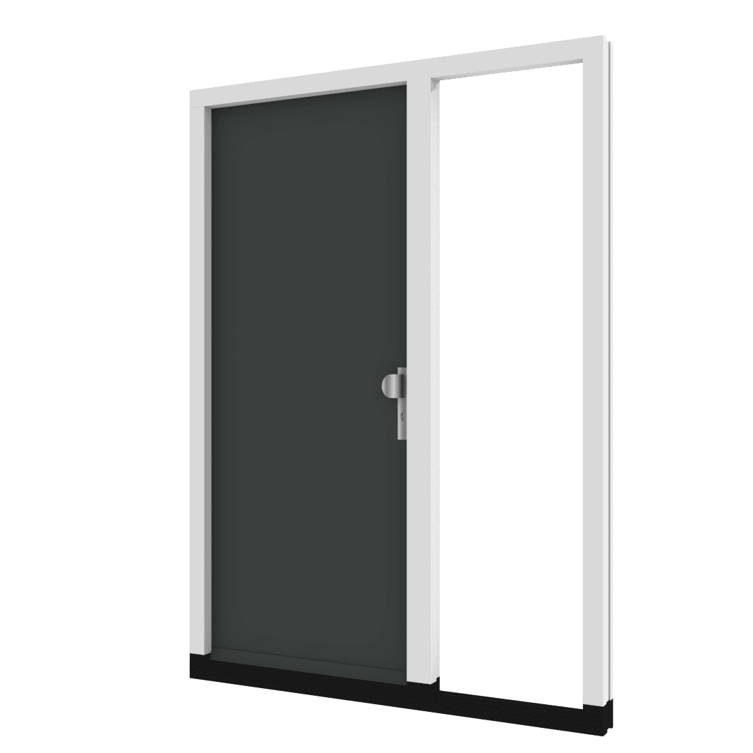 Houten voordeur TH01 uitgevoerd in vlak paneel en een zijlicht recht