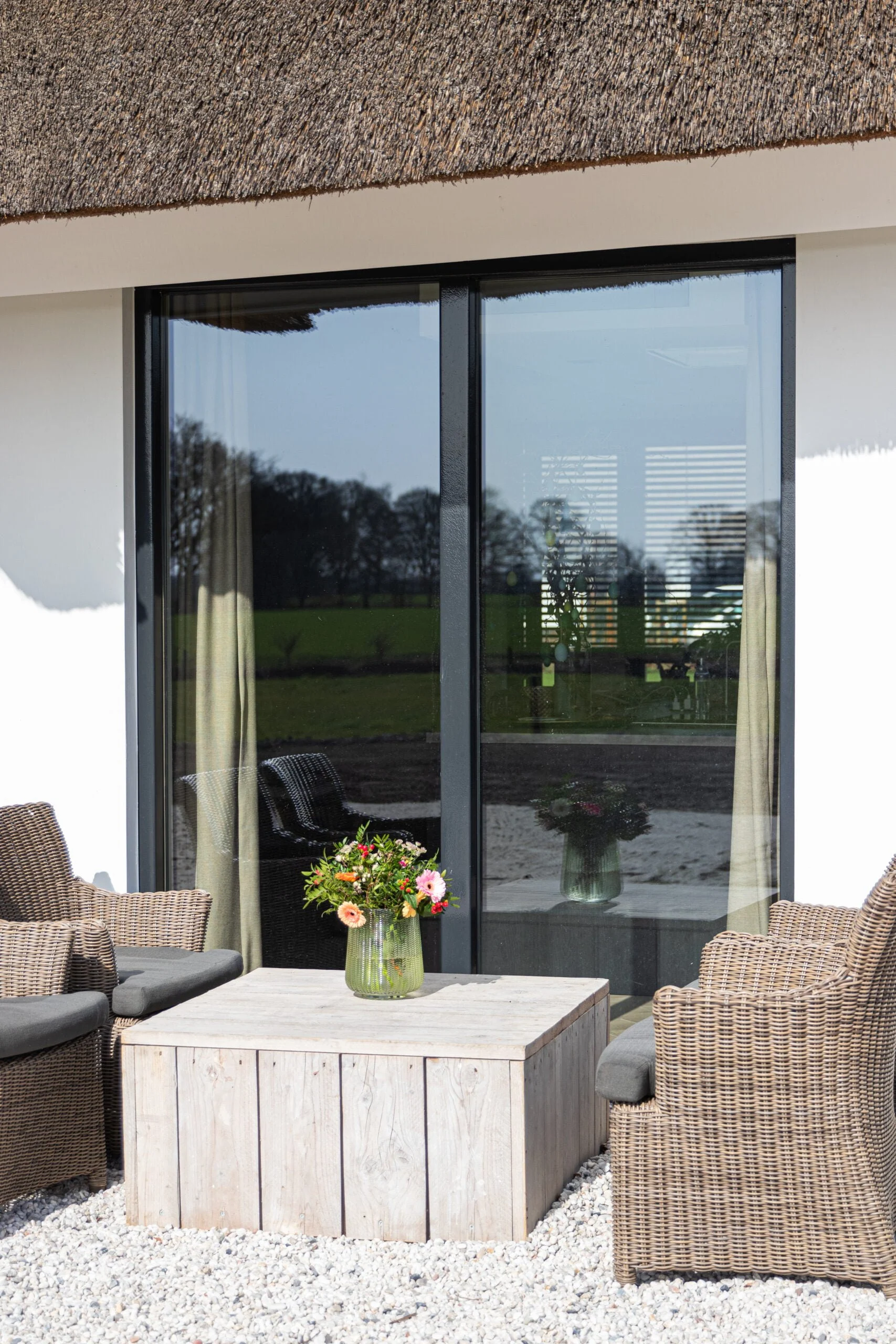 Vast glas | 2 vakken horizontaal | hout