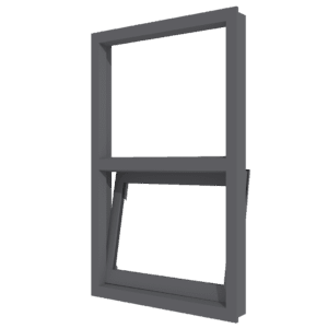 Draaikiepraam (onder) en vast glas verticaal | 2 vakken | aluminium